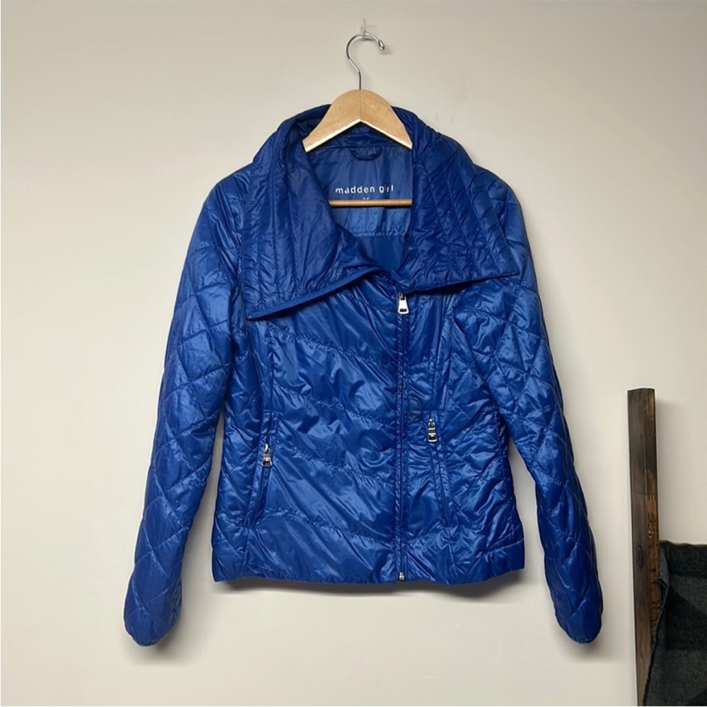 Madden Girl Metallic Blue Puffer Padded Jacket